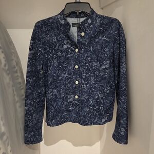 Lauren Jeans Co. Ralph Lauren Blue Floral Button-Up Denim Jacket
